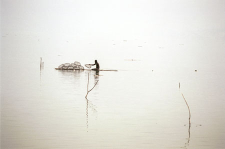 Fisherman on lake Bosumtwi